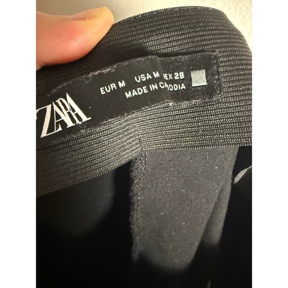 Zara Black Rhinestone Embellished High Rise Pull On Skinny Pants Size Medium - Picture 10 of 10